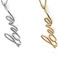 14k White Gold 'Love' Necklace