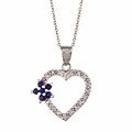 Sterling Silver Created Sapphire and 1/10ct TDW Diamond Necklace (J-K, I3)