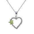 Sterling Silver Peridot and 1/10ct TDW Diamond Necklace (J-K, I3)