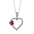 Sterling Silver Lab-created Garnet and 1/10ct TDW Diamond Heart Necklace (J-K, I3)