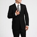 Tommy Hilfiger Men's Slim Fit Black Pinstripe 2-button Wool Suit
