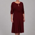 London Times Women's Plus Size Keyhole Jersey Dress