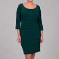 London Times Women's Plus Size Pleated Jersey Sheath Dress