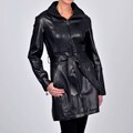 Tibor Design Women's New Zealand Lamb Leather Jacket with Convertible Funnel Knit Neck