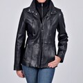 Tibor Design Women's New Zealand Lamb Leather Jacket with Removable Bib and Thermax Lining