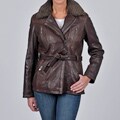 Tibor Design Women's New Zealand Lamb Leather Bubble Jacket with Asymmetrical Closure