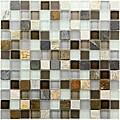 SomerTile Reflections Square 1-in Tundra Glass/Stone Mosaic Tile (Pack of 10) 11.75 x 11.75 in.
