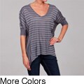 Seven7 Women's Panel Sleeve V-neck Top