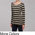 Seven7 Women's Stripe Wide Neck Top