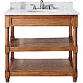 Roble Oak 36-inch Carrera White Marble Top Sink Vanity