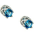 Sterling Silver Blue Cubic Zirconia Stud Earrings