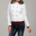 Dollhouse Women's White Faux Fur Button Front Jacket