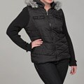 Dollhouse Women's Plus Size Black Faux Fur Hooded Jacket