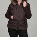 Dollhouse Women's Plus Size Brown Faux Fur Jacket