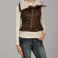 Dollhouse Women's Brown Faux Shearling Zip Vest