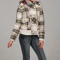 Dollhouse Women's White/ Lime Plaid Faux Fur Coat