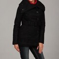 Dollhouse Women's Black Wool Belted Hooded Coat