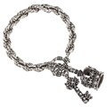 Sweet Romance Antique Key and Royal Crown Charm Bracelet