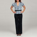 Nine West Women's 2-piece 3-button Animal Printed Short-sleeve Pant Suit