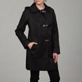 London Fog Women's Black Clip Detail Hooded Coat