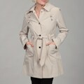 London Fog Women's Putty Snap Front Hooded Coat