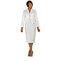 Divine Apparel Women's Plus Size White Jacquard Mock Vest Skirt Suit