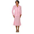 Divine Apparel Women's Pink Metalic Jacquard Skirt Suit