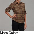 Envy Me Women's Junior Flannel Plaid Button Top