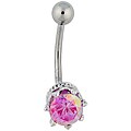 Pink cubic zirconia belly ring