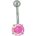 Pink cubic zirconia belly ring