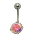 Pink cubic zirconia belly ring