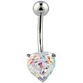 White cubic zirconia belly ring