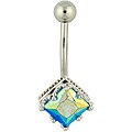 Blue cubic zirconia belly ring