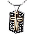 Stainless Steel Goldtone Two-piece Cross Necklace