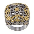 Surgical Steel Two-tone Antique Filligree Cocktail Ring