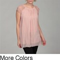 Piano Women's Georgette Lace Pleated Tunic