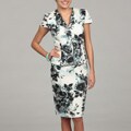 Tahari Women's Blue/ White/ Grey Floral Skirt Suit