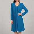 Tahari Women's Pleated Neckline Jacket Dress Suit