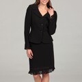 Tahari Women's 3-button Ruffle Trim Skirt Suit