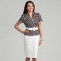 Tahari Women's Brown/ White Polka-dot Skirt Suit
