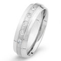 Stainless Steel Brushed Center Crystal Ring