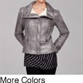 Via Spiga Women's Metallic Faux-Shearling Motorcycle Jacket