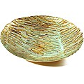 Arda Glassware Wild Cat Turquoise/Brown Gilded Shallow Bowl (Large)