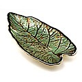 Ardra Glassware Mulberry Turquoise/Silver Plated Small Leaf Plates (Set of 4)