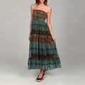 Lapis Women's Turquoise/ Brown Paisley Dress