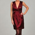 Emma & Michelle Women's Red Pleated Flower Dress