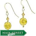 Handmade Murano Glass, 24kt Gold Foil and Sterling Silver Earrings