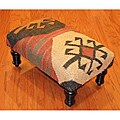 Handmade Kilim Rectangular Footstool (India)