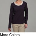 AOA Women's Lace Knit Long-sleeve Top