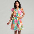 Calvin Klein Women's Floral Print Ruffled Dress